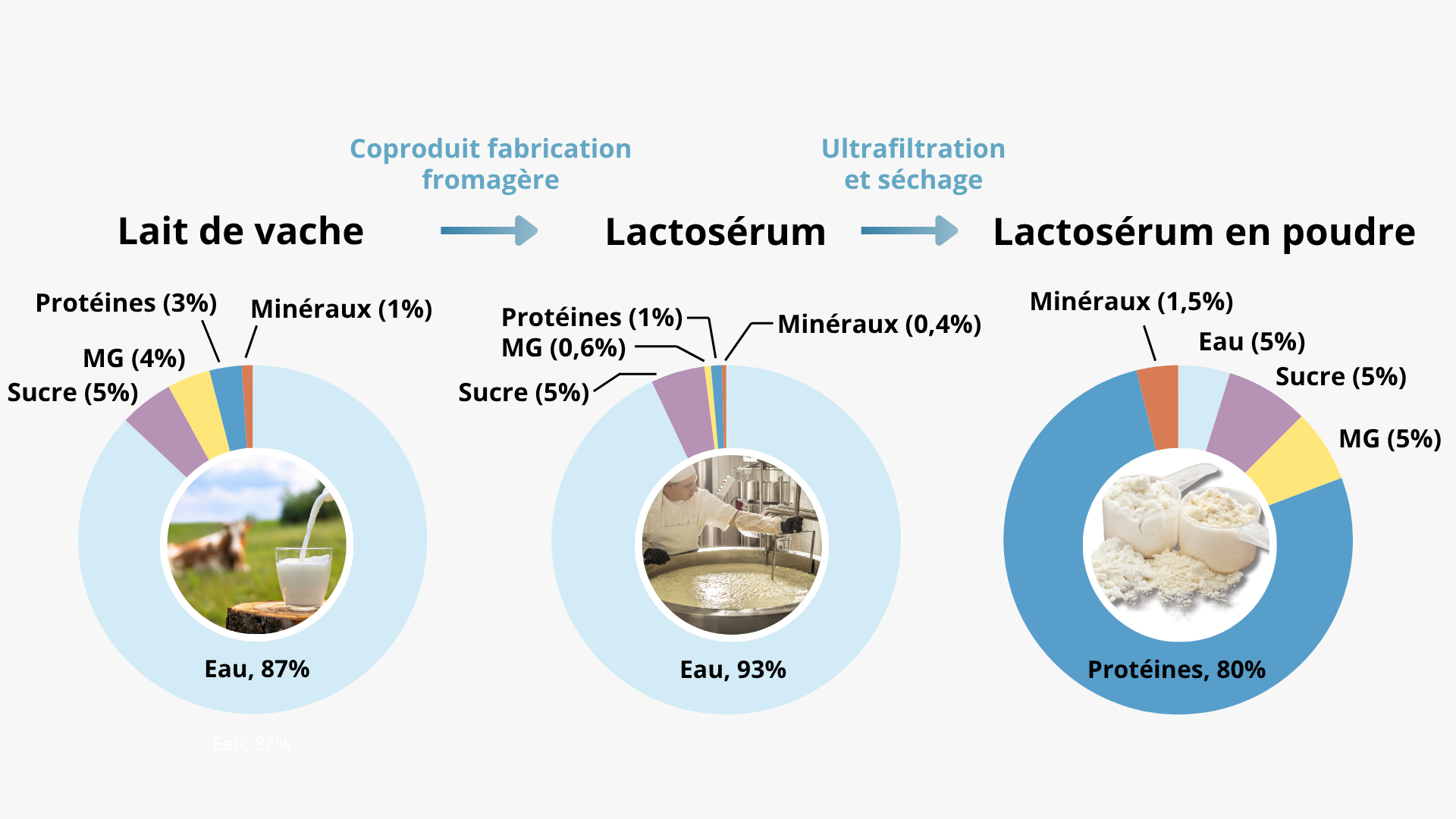 Composition et concentration en proteines du lactoserum en poudre